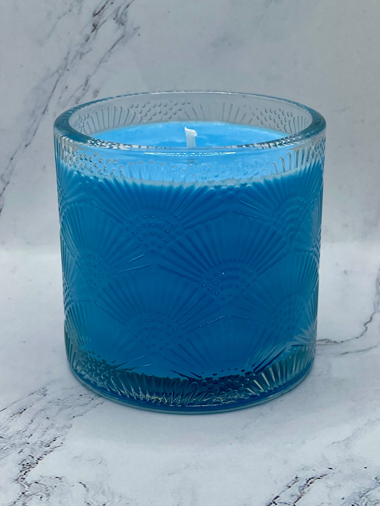 Small Etched Glass Candle, Cozy Comfort